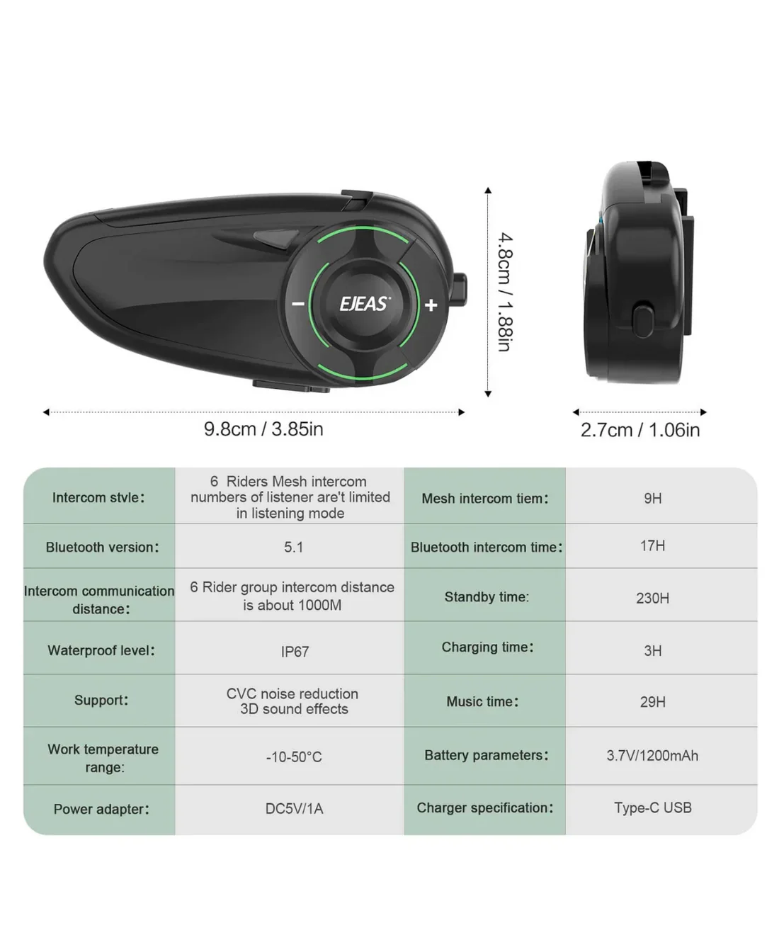 EJEAS Q8 Motorcycle Mesh Intercom, 6 Riders Group Talking at The Same Time