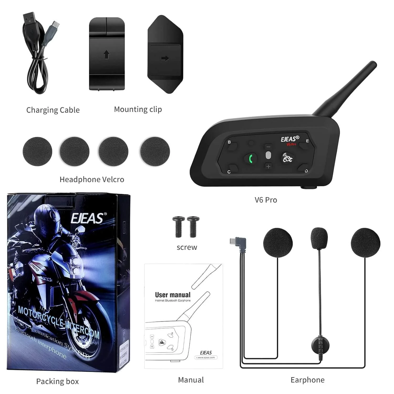 EJEAS V6 Pro Plus Bluetooth Helmet Intercom Communication System
