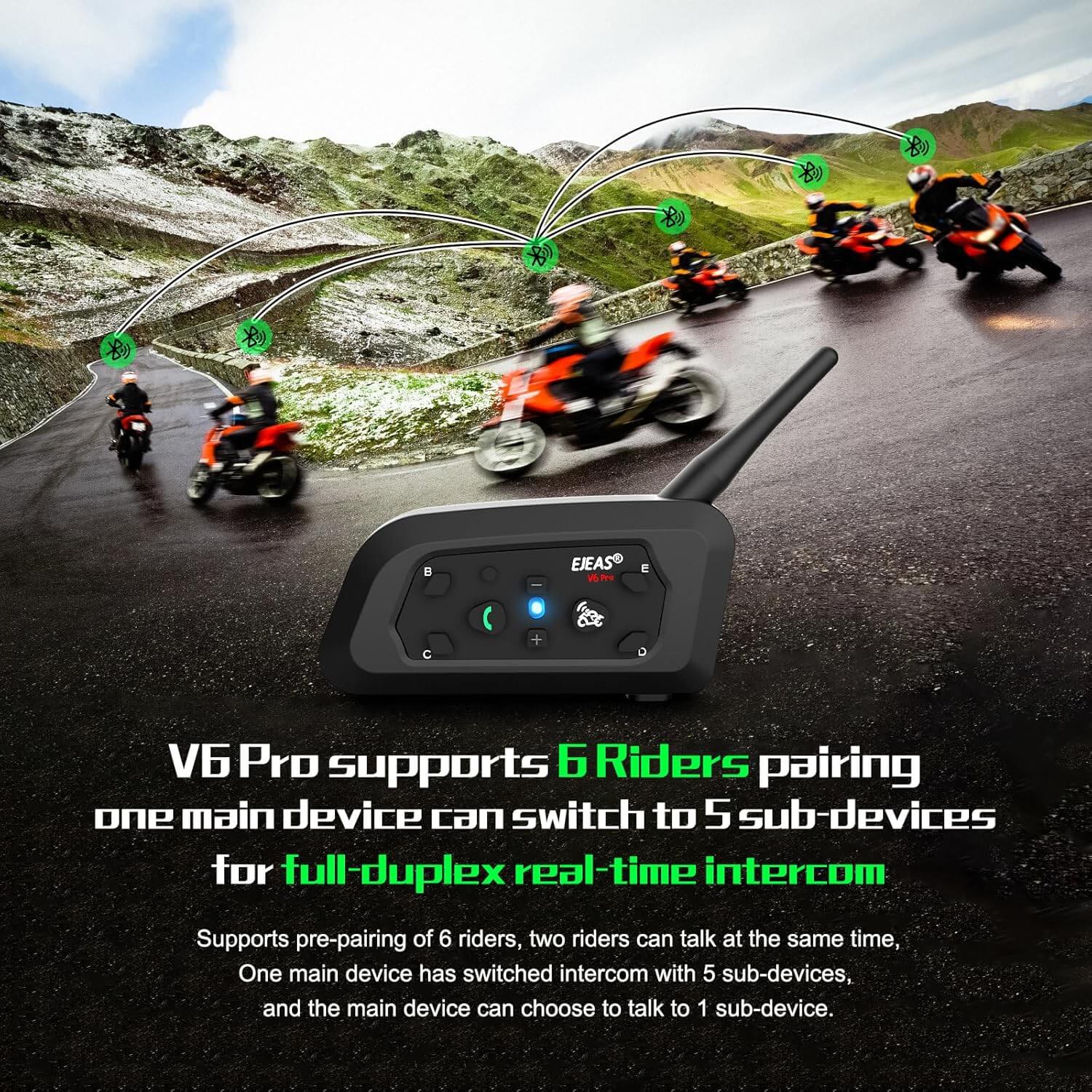 EJEAS V6 Pro Plus Bluetooth Helmet Intercom Communication System