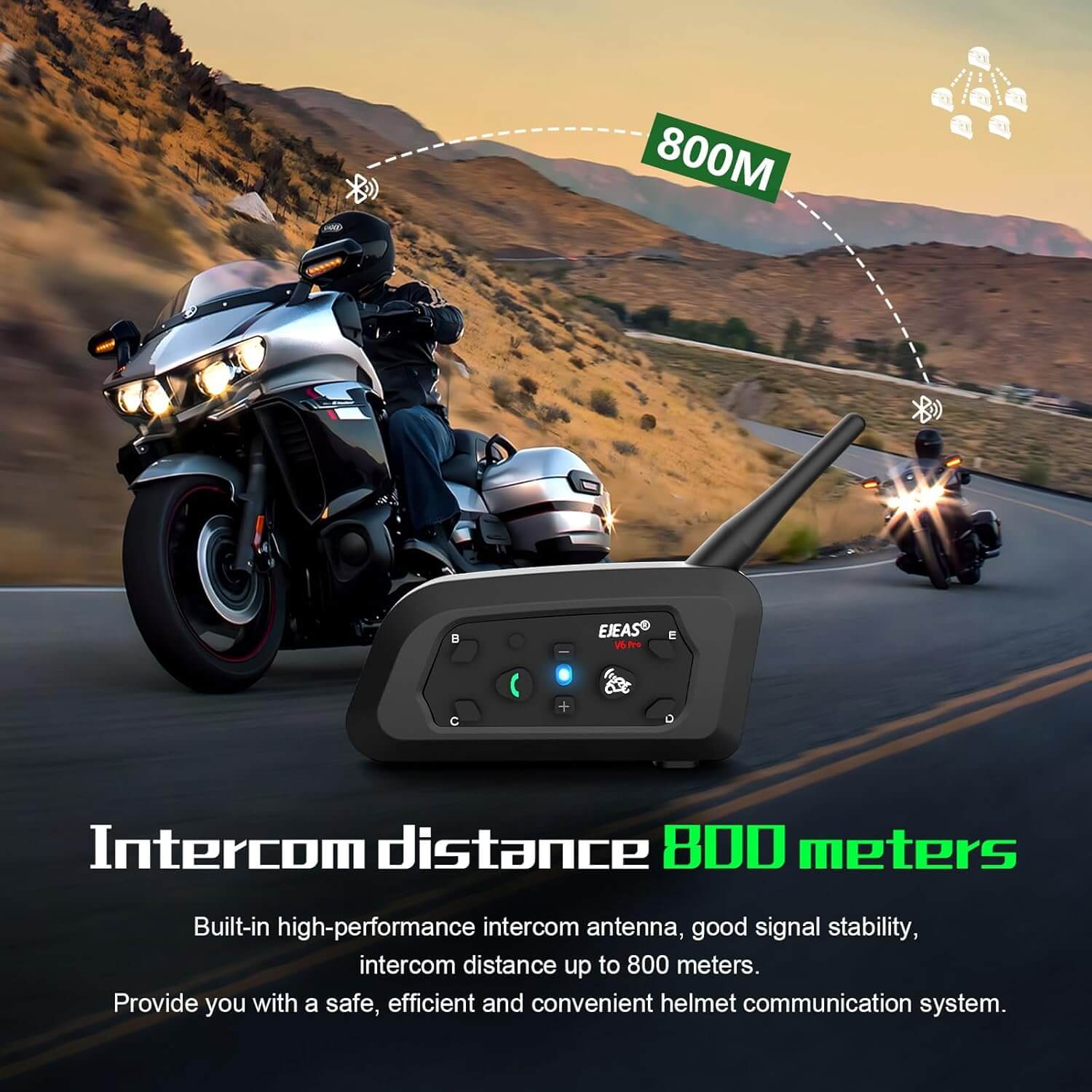 EJEAS V6 Pro Plus Bluetooth Helmet Intercom Communication System
