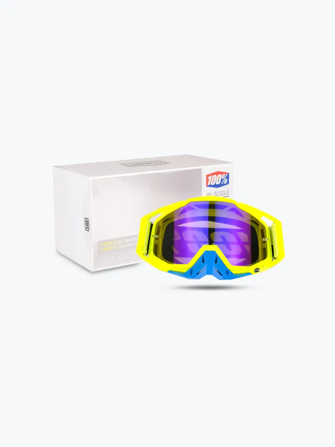 100% Goggles Yellow White Blue Tint