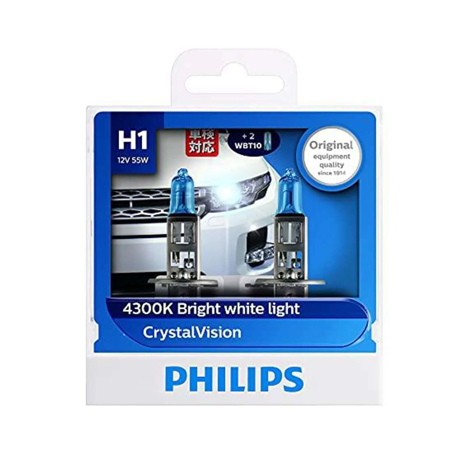 Philips H1 WBT10 12258 Crystal Vision Headlight Bulb (12V, 55W, 2 Bulbs)