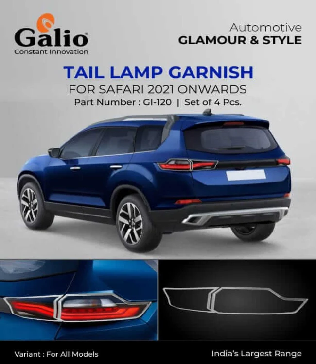 Galio Chrome Tail Lamp Garnish For Tata Safari (2021 Onwards)(Set of 4 pcs.)