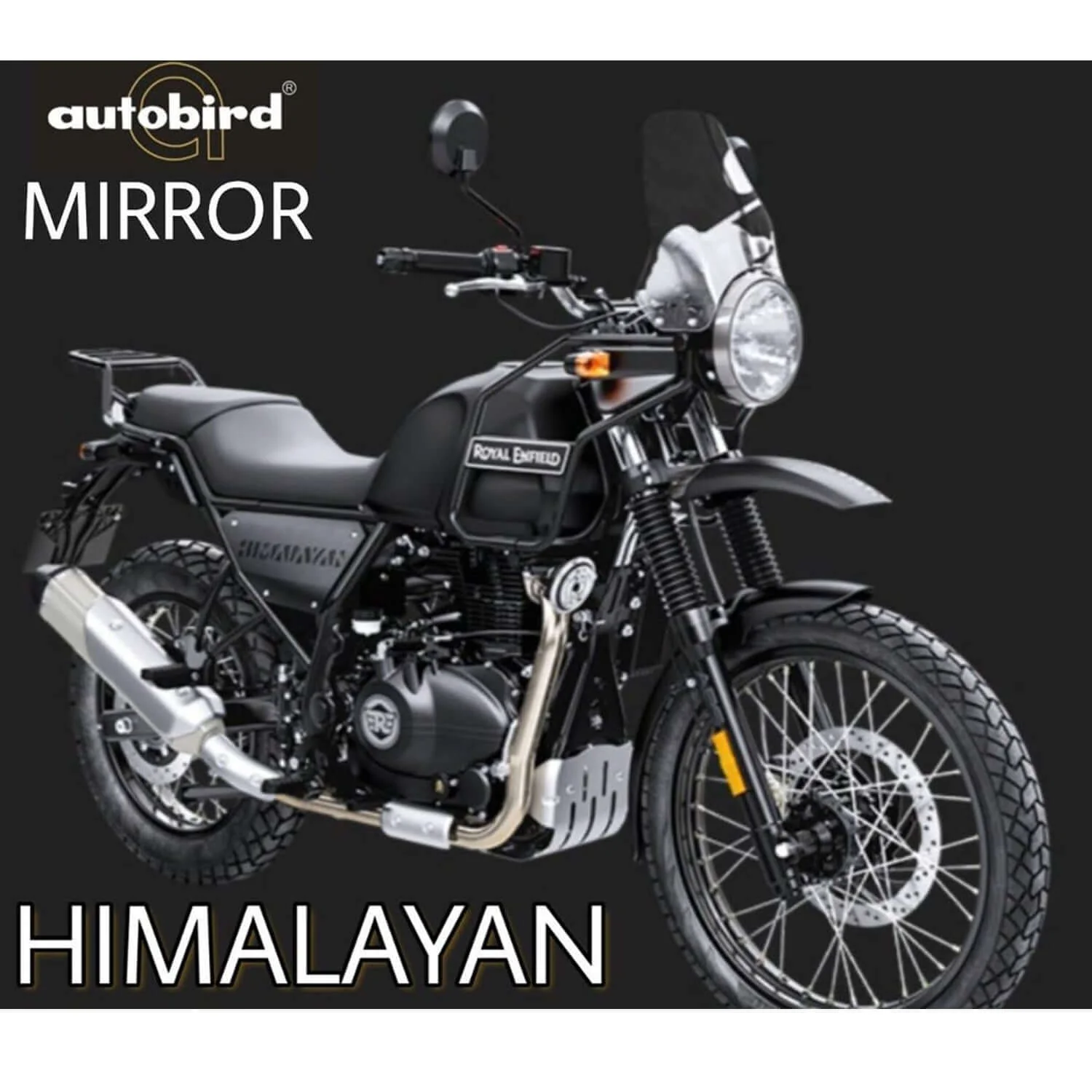 Autobird Round Shape Rear View Mirrors For Himalayan (Set of 2)(Black)
