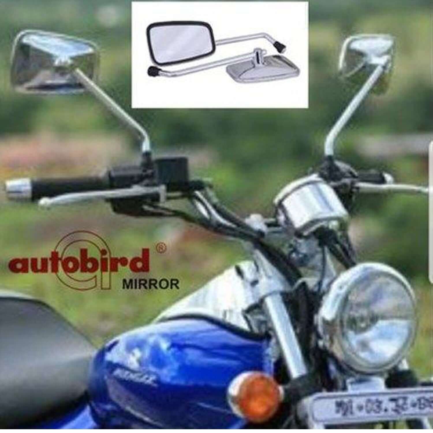 Autobird Stainless Steel Rear View Mirrors For Bajaj Avenger (Set of 2) (Chrome)  2 reviews