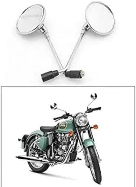 Autobird Universal Bullet Bike Rear View Mirrors (Set of 2)(Chrome)