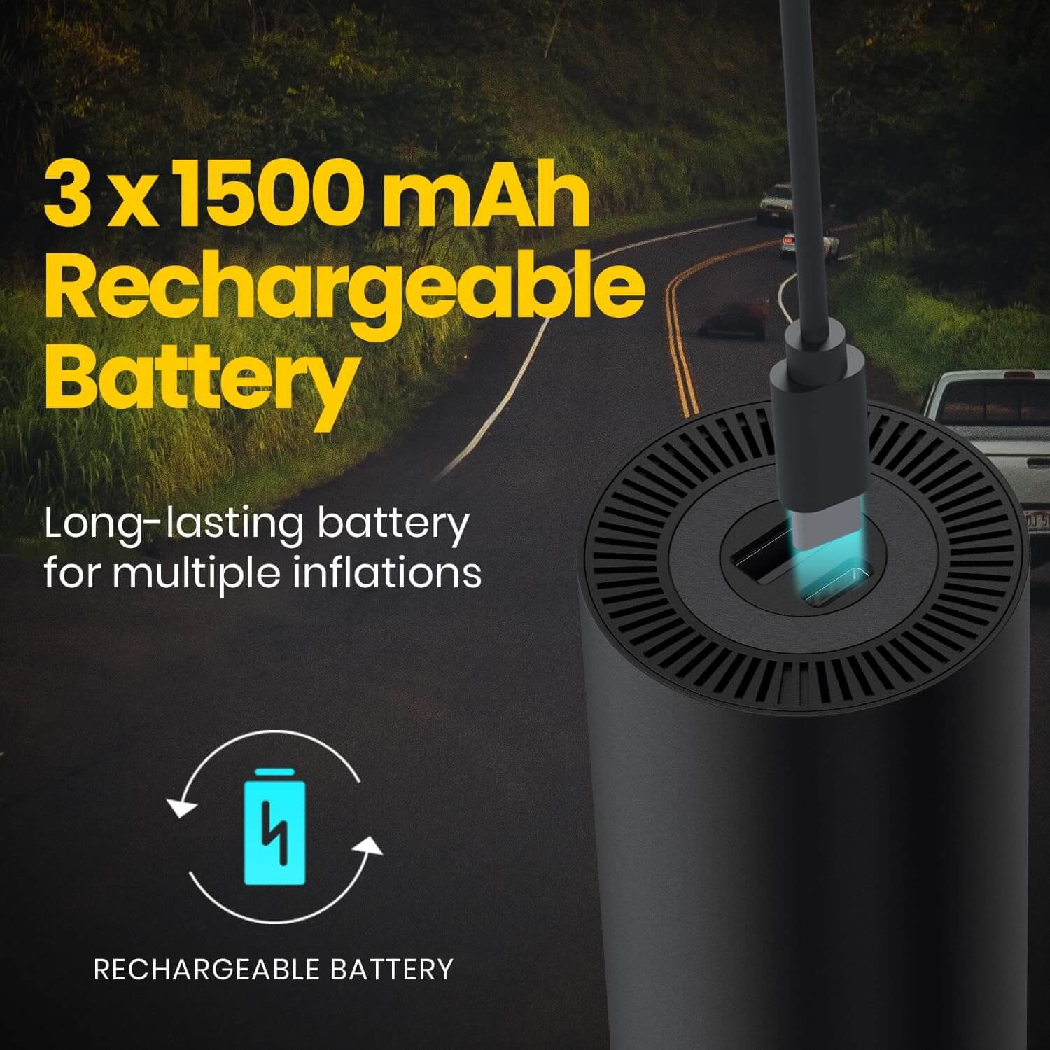 Portronics Vayu 5 Portable Tyre Inflator For Car, Motorcycles