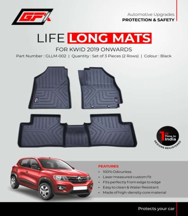GFX Renault Kwid 2015 Onwards Life Long Floor Mats