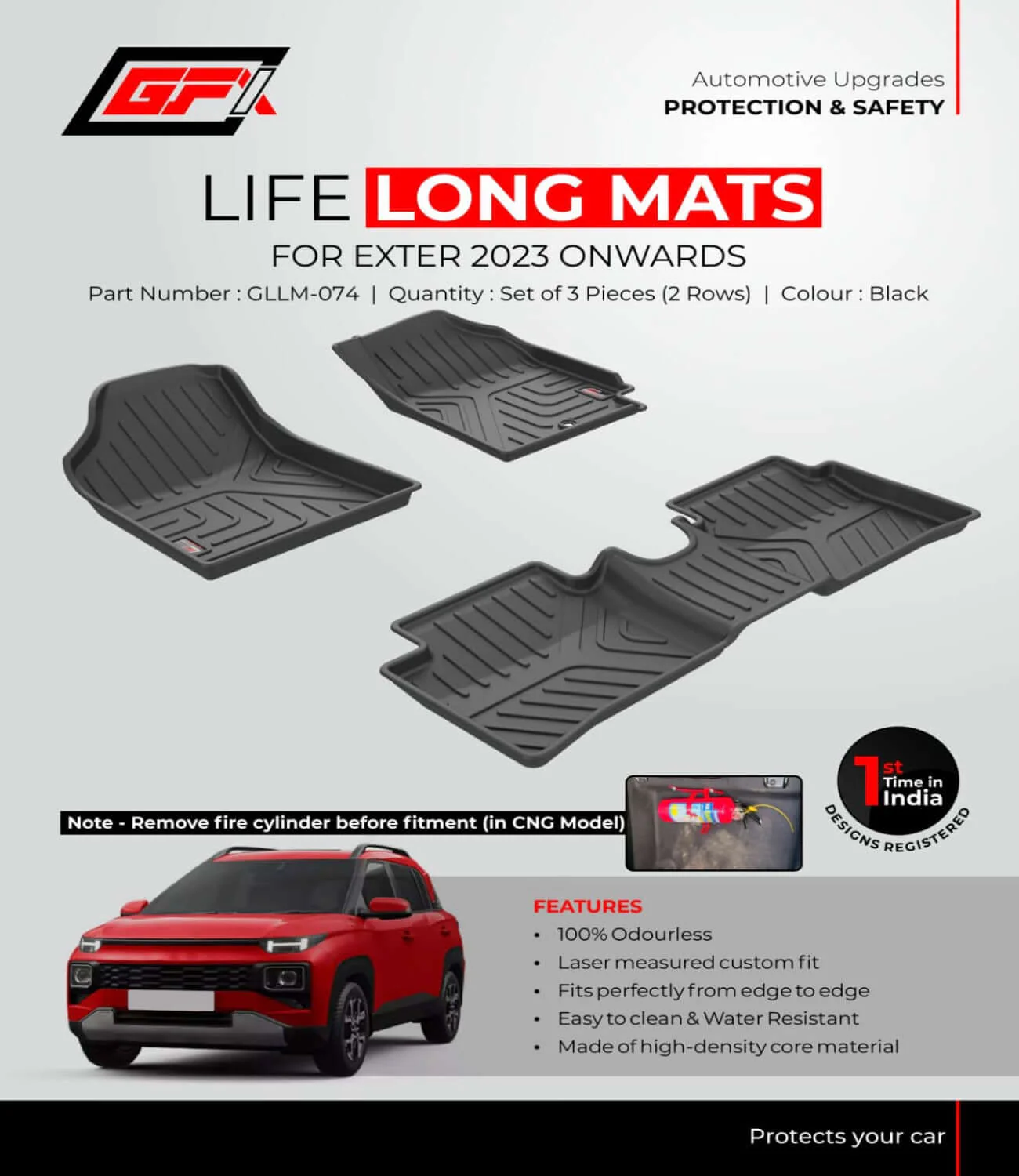 GFX Life Long Floor Mats For Hyundai Exter 2023 Onwards