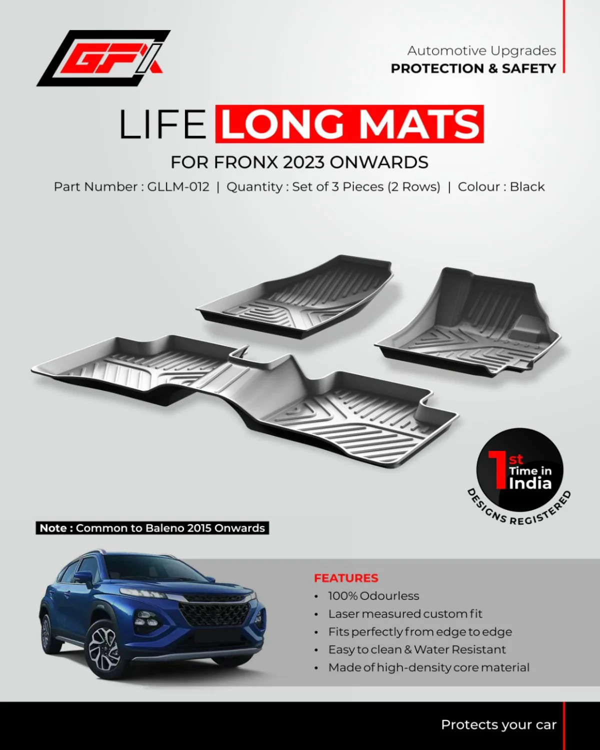 GFX Life long Floor Mats For Maruti Suzuki Fronx 2023 onwards