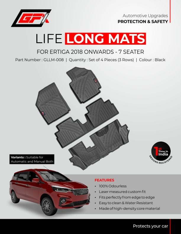 GFX Premium Life Long Floor Mats For Maruti Suzuki Ertiga 2012 Onwards