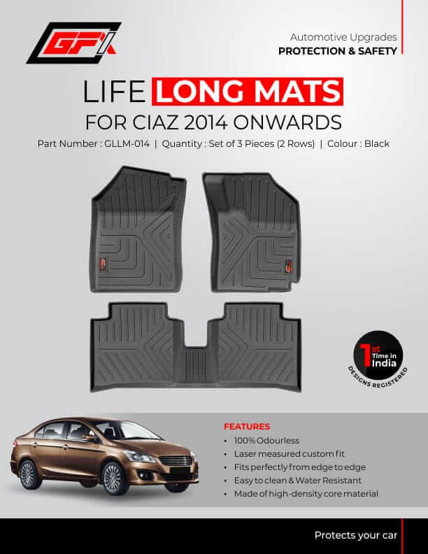 GFX Premium Life Long Floor Mats For Maruti Suzuki Ciaz 2014 Onwards