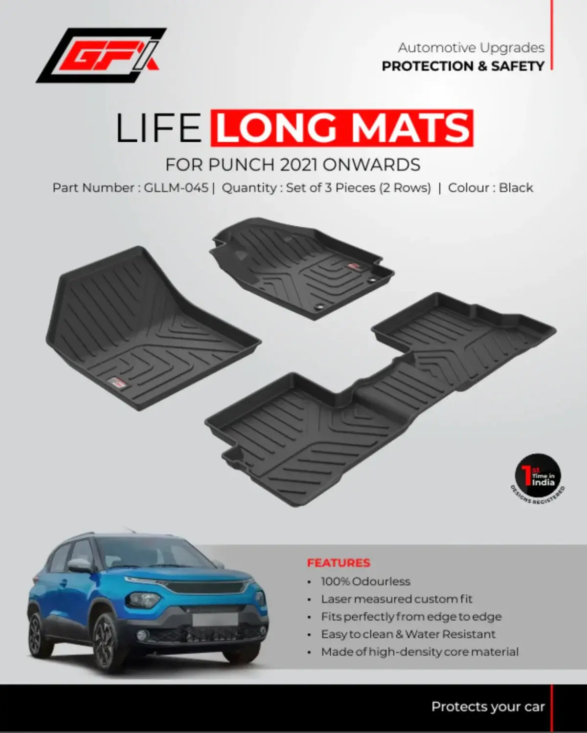 GFX Premium Life Long Floor Mats For Tata Punch 2021 Onwards