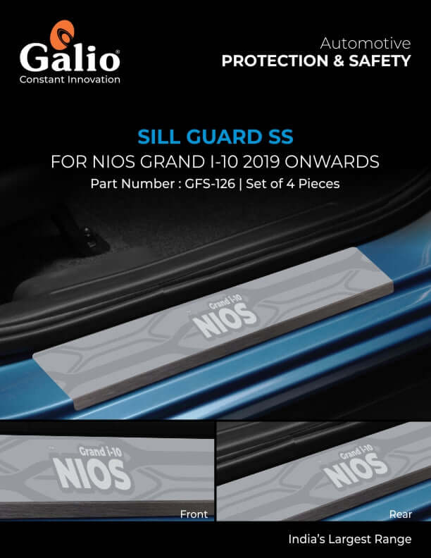 Galio Stainless Steel Door Sill Guard For Hyundai I-10 Grand Nios 2019 Onwards