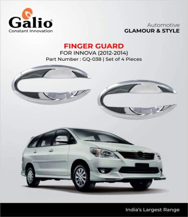 Galio Chrome Finish Finger Guard For Toyota Innova (2005 To 2016)(Set of 4 pcs)