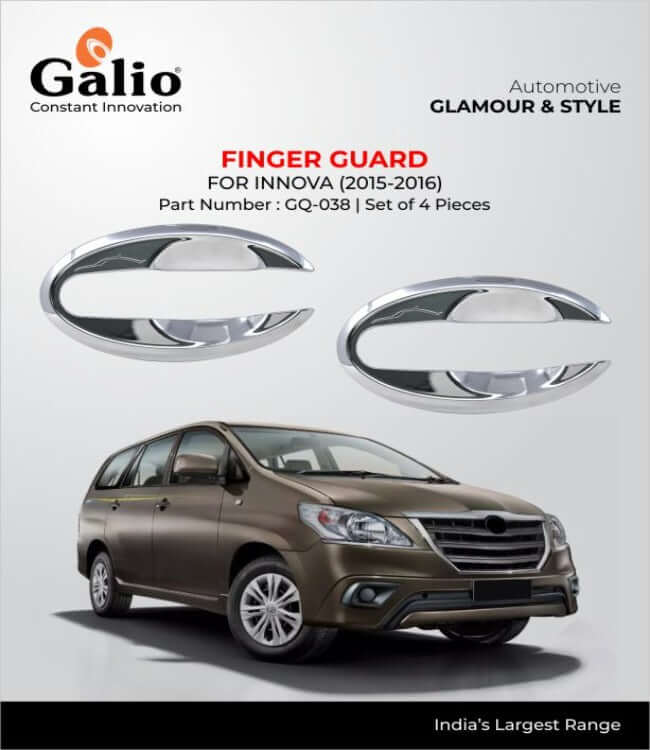 Galio Chrome Finish Finger Guard For Toyota Innova (2005 To 2016)(Set of 4 pcs)