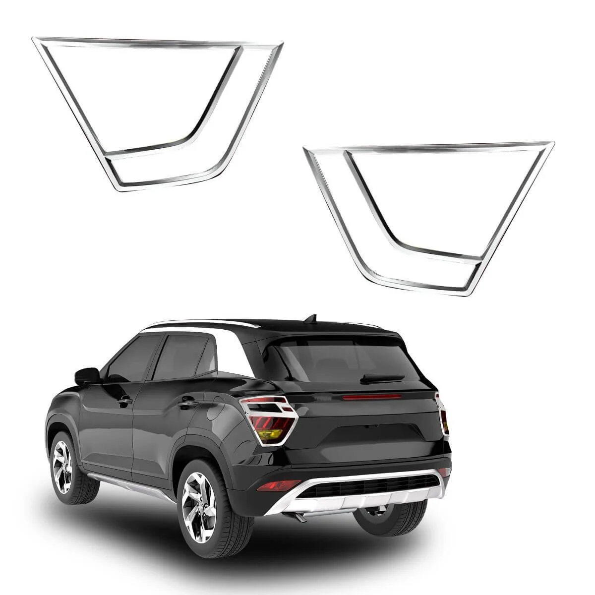Galio Chrome Tail Lamp Garnish Compatible For Hyundai Creta (2020 onwards) (Set of 2 pcs.)