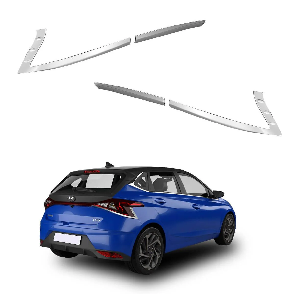 Galio Chrome Tail Lamp Garnish Compatible For Hyundai i20 (2020 onwards) (Set of 4 pcs.)