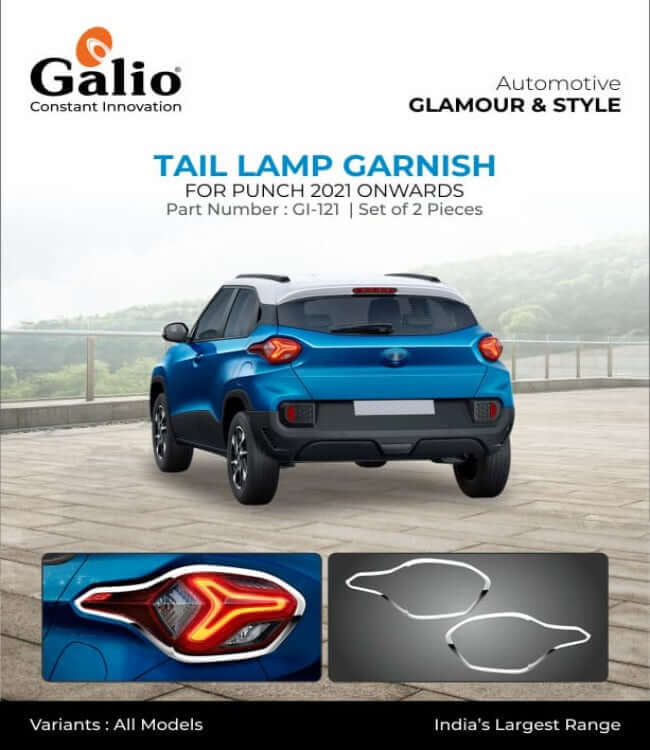 Galio Chrome Tail Lamp Garnish Cover For Tata Punch (2021 onwards) (Set of 2 pcs.)