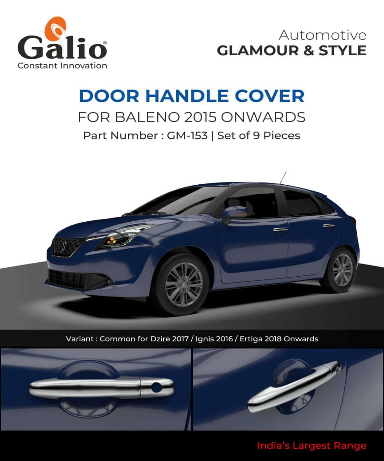 Galio Door Handle Cover For Maruti Suzuki Baleno 2015 Onwards
