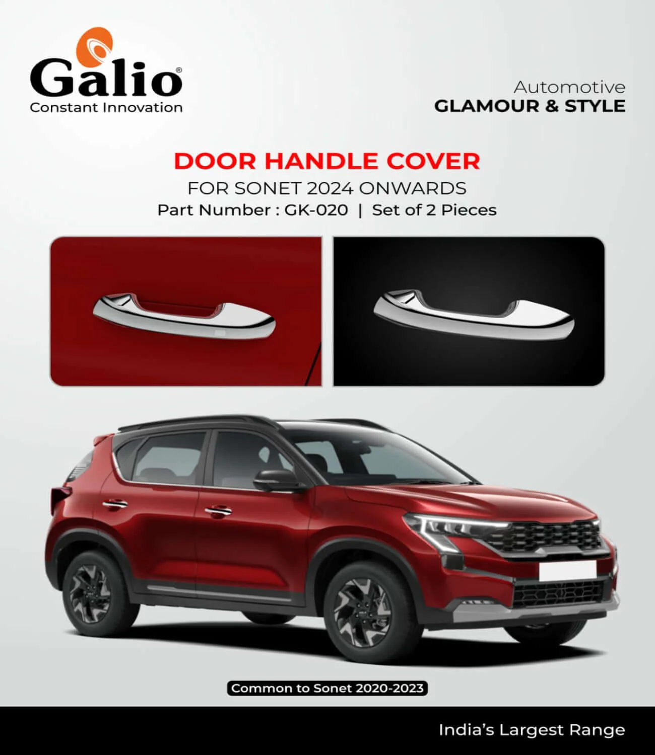 Galio Door Handle Cover For Kia Sonet (2020 Onwards)(Set of 4 Pcs.)