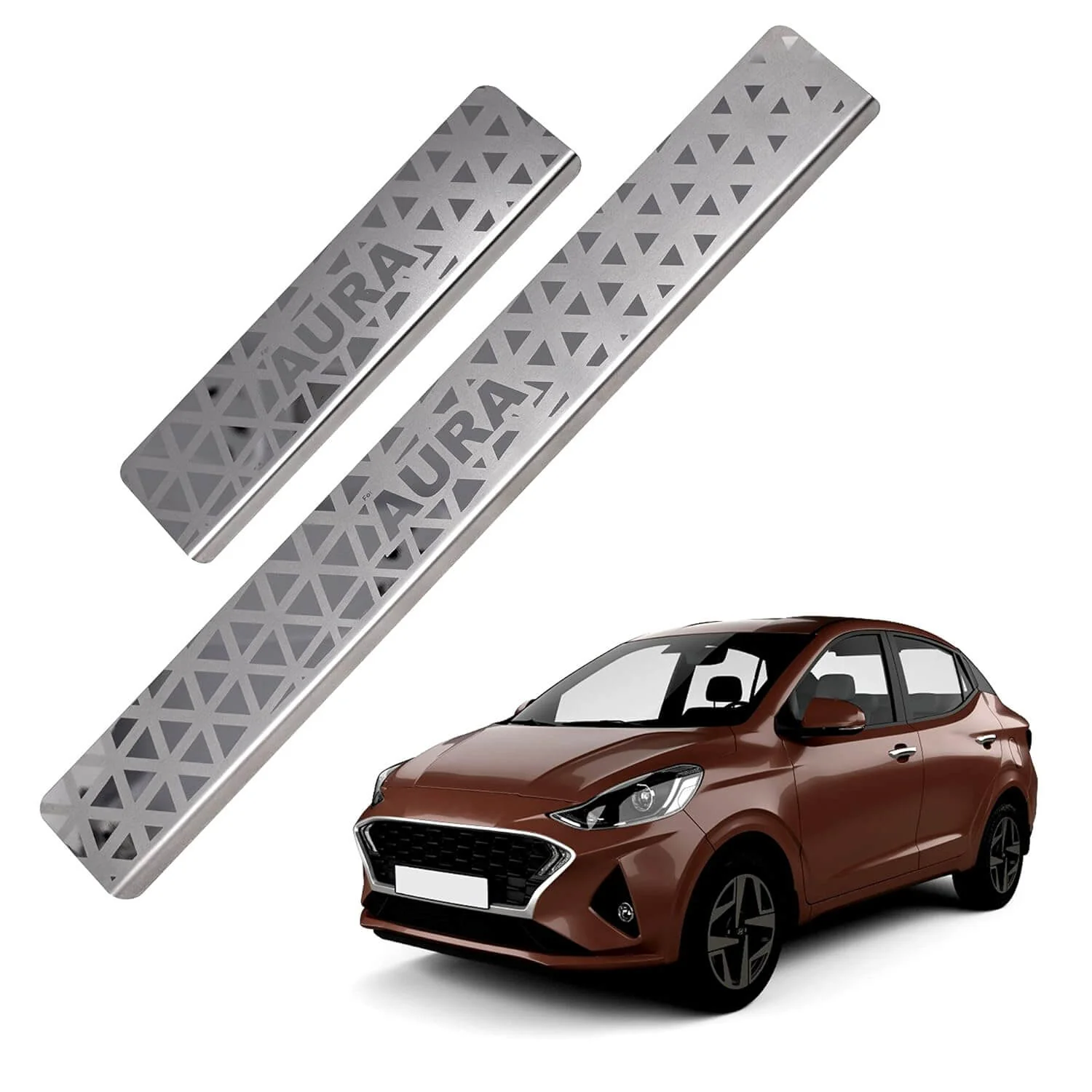 Galio Stainless Steel Plate Sill Guard For Hyundai Aura 2020 onwards (Set of 4 Pcs.)