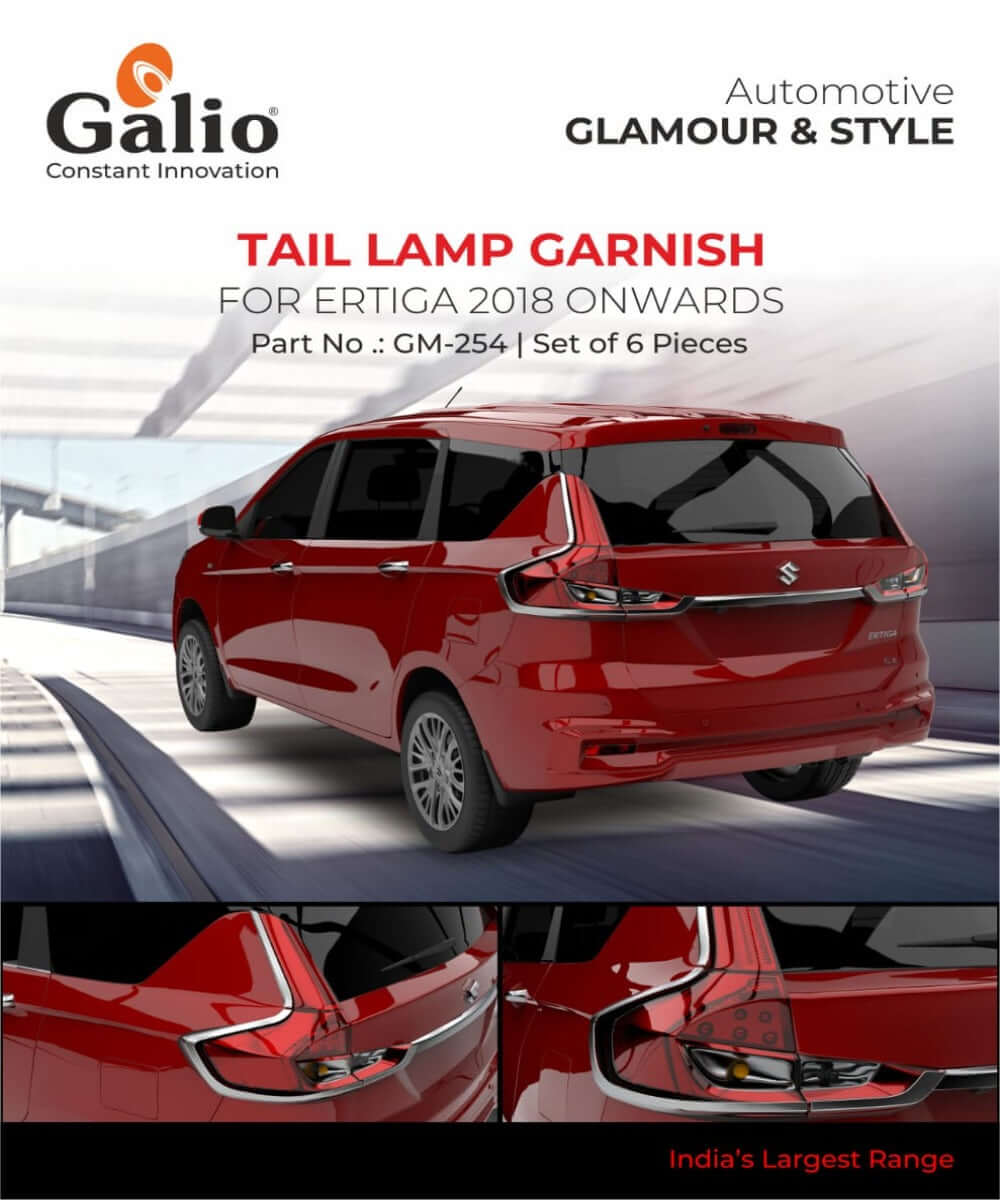 Galio Chrome Finish Tail Lamp Cover For Kia Seltos (2019-2023)(Set of 4 Pcs.)