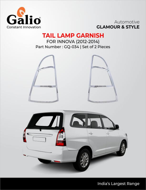 Galio Tail Lamp Garnish Cover For Toyota Innova (2012 To 2016)(Set of 2 pcs.)