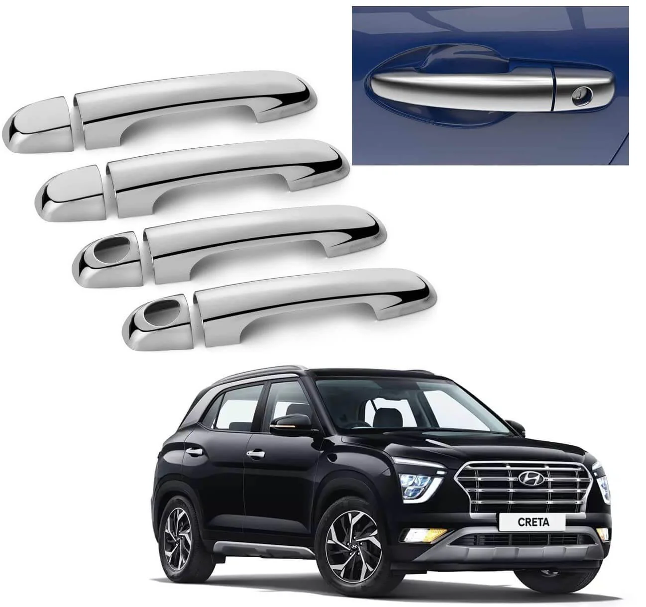Galio Car Door Handle Cover For Hyundai Creta (2015 onwards)(Set of 8 pcs.)