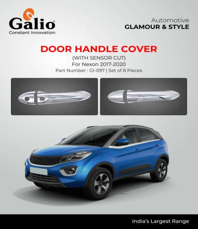 Galio Door Handle Cover with Sensor Cut For Tata Nexon (2017 To 2023)&(2023 Onwards) (Set of 8 pcs.)