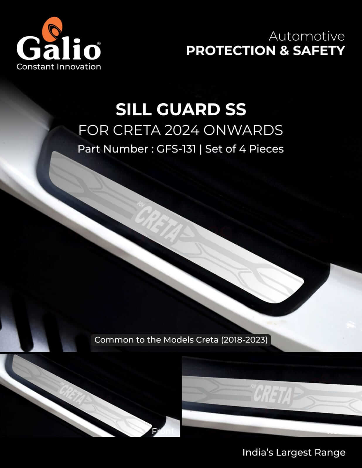 Galio Hyundai Creta 2018 Onwards Stainless Steel Plate Sill Guards