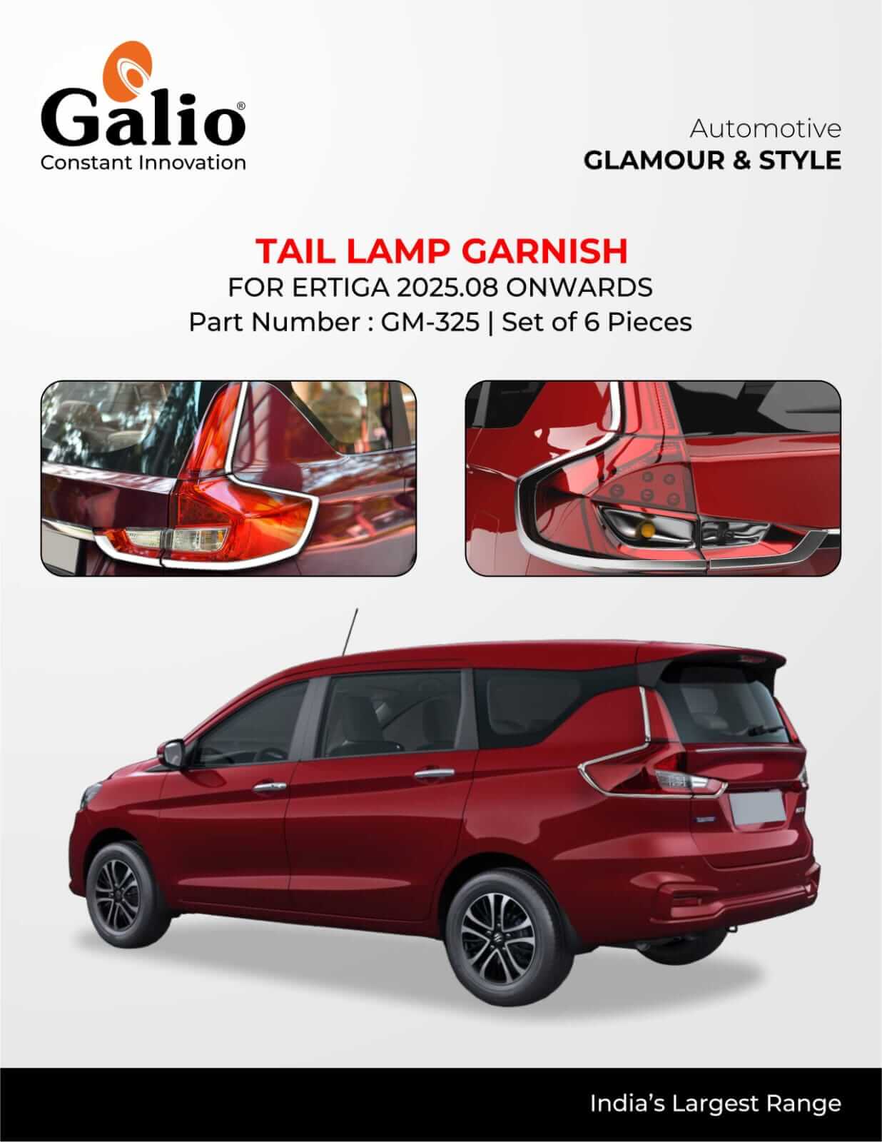 Galio Tail Lamp Garnish Cover For Maruti Suzuki Ertiga 2025.08 Onwards