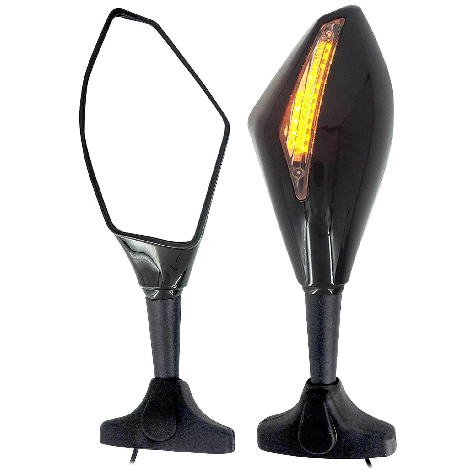 Generic Universal Motorcycle Rear view Side Mirrors with LED Turn Signal Indicator