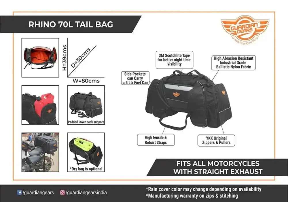 Guardian gears Rhino Mini 50L Tail Bag with Rain Cover