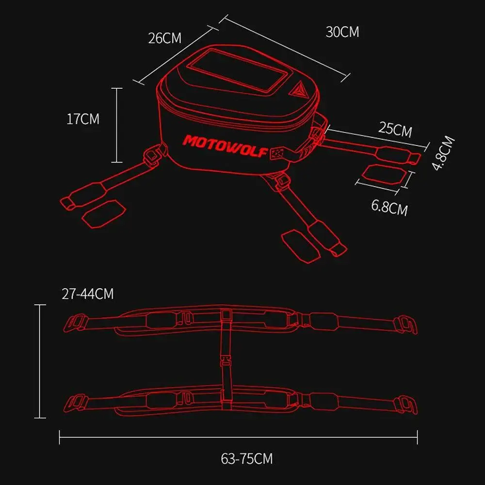 Motowolf Motorcycle Tank Bag Black