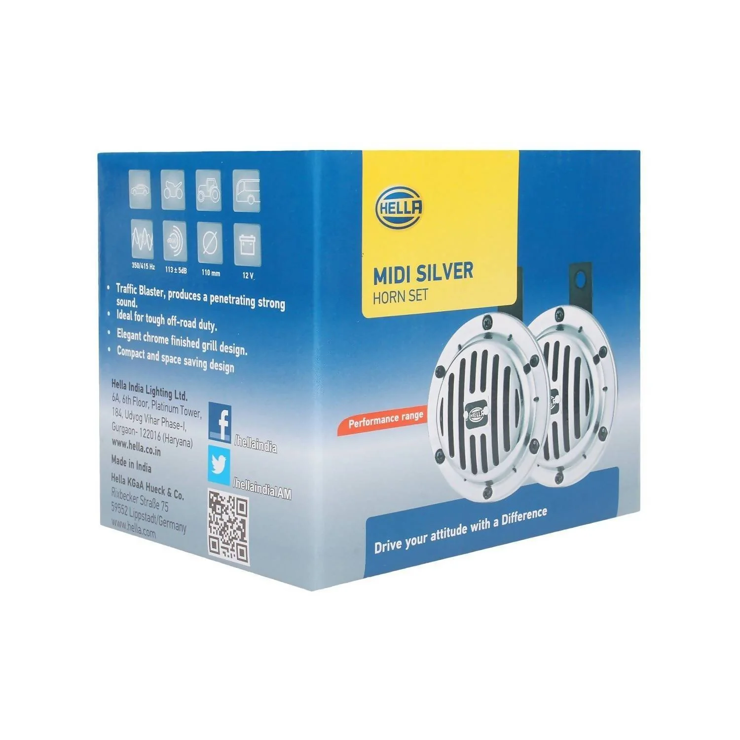 Hella 922200421 Midi Horn Set (Silver)