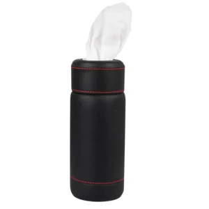 Ctrack Nxt PU Leather Cylinder Tissue Box Holder For Home Office, Car (Black)