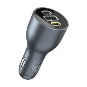 Portronics Car Power 120-Car Laptop/Mobile Charger (Quick Charge+PD) With Triple Charging Port (Grey)