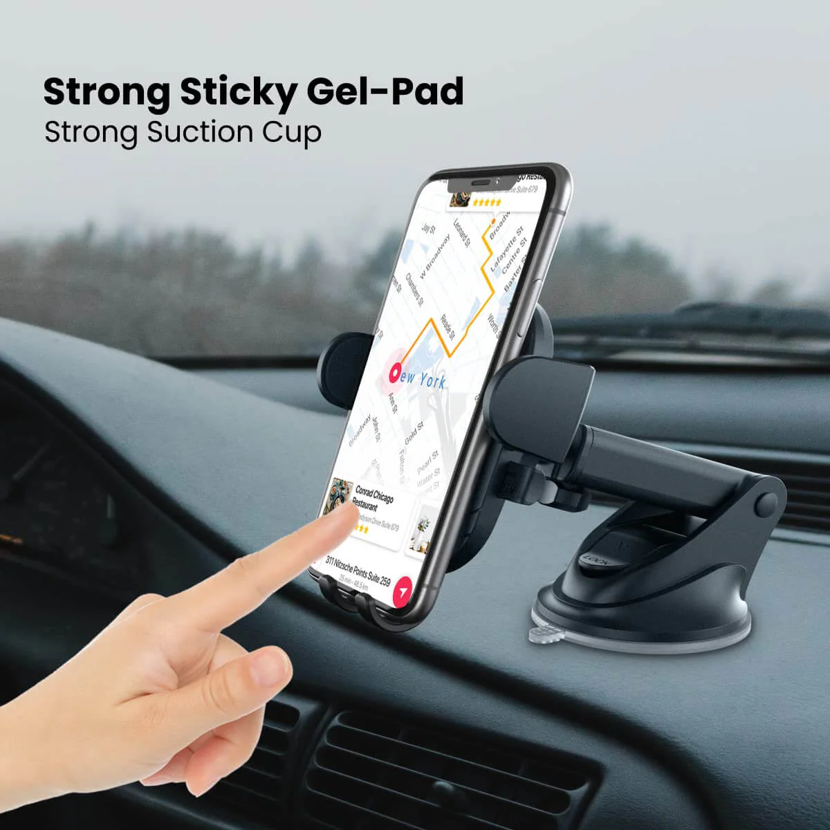 Portronics Clamp M2 Adjustable Car Mobile Holder (Black)