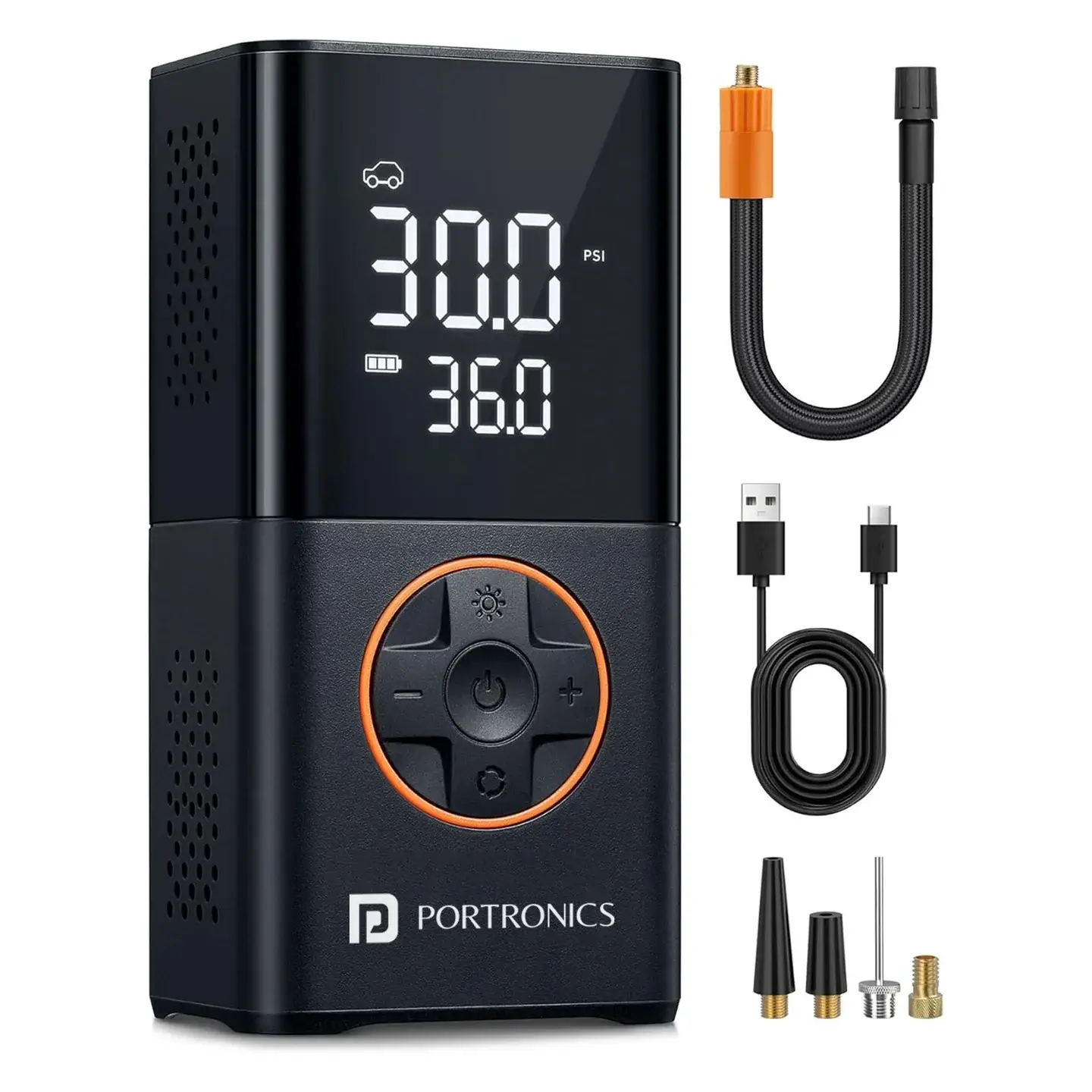 Portronics Vayu 3.0 Portable Tyre Inflator For Cars, Bikes, & Bicycle