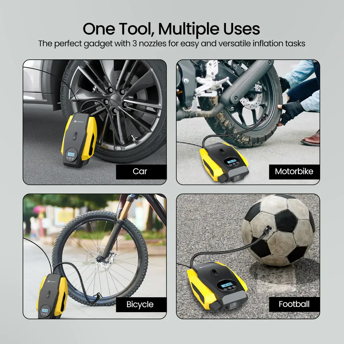 Portronics Vayu Lite Portable Tyre Inflator For Car, Bike & Cycle