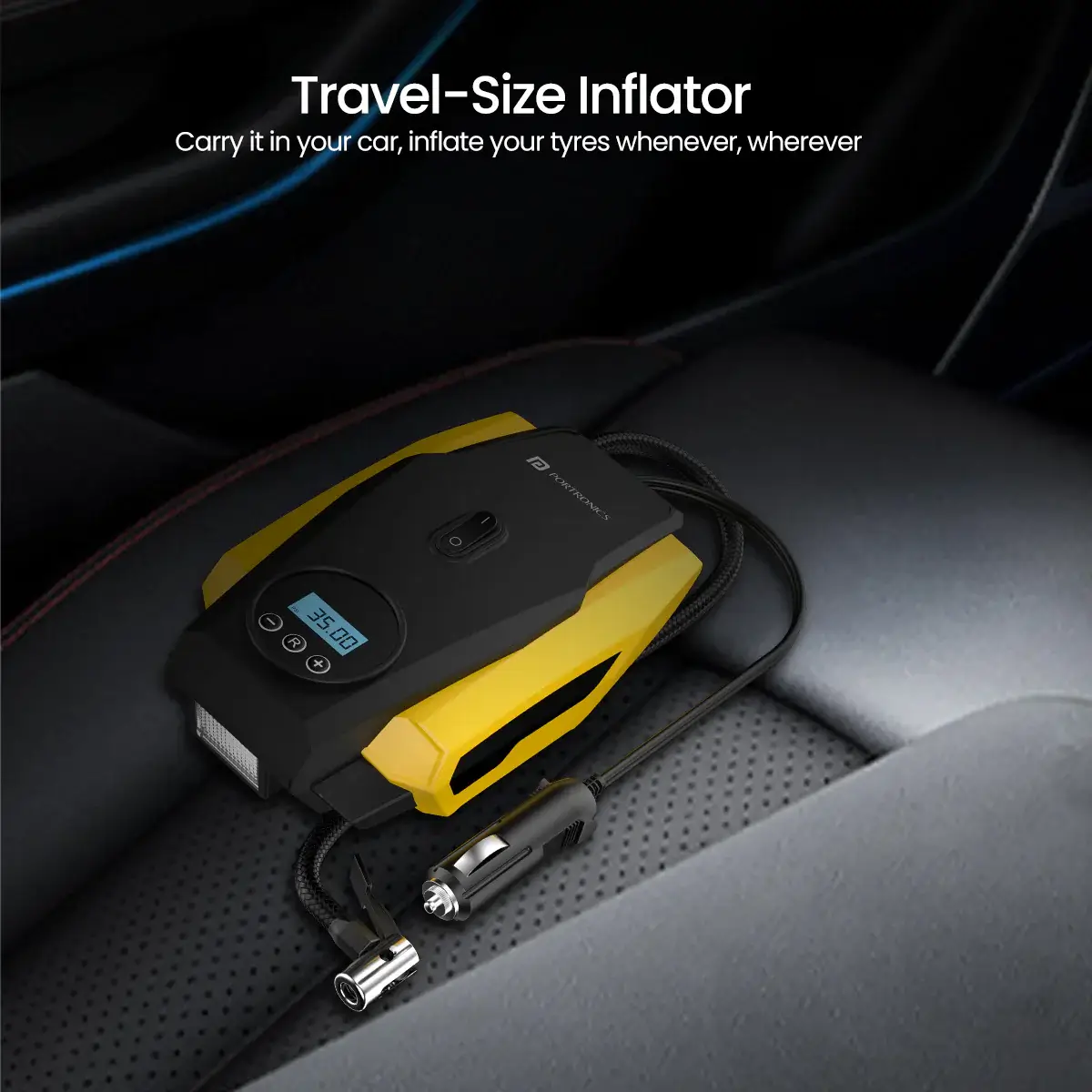 Portronics Vayu Lite Portable Tyre Inflator For Car, Bike & Cycle