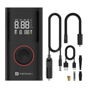 Portronics Vayu Portable Tyre Inflator For Cars, Motorcycles
