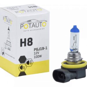 Potauto H8 Headlight Bulb For Car PGJ19-1 (12V 100W)(Set of 2)