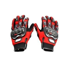 Pro biker Leather Motorcycle Riding Gloves (Red)
