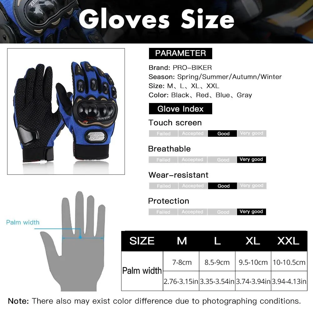 Pro biker Leather Motorcycle Riding Gloves (Red)