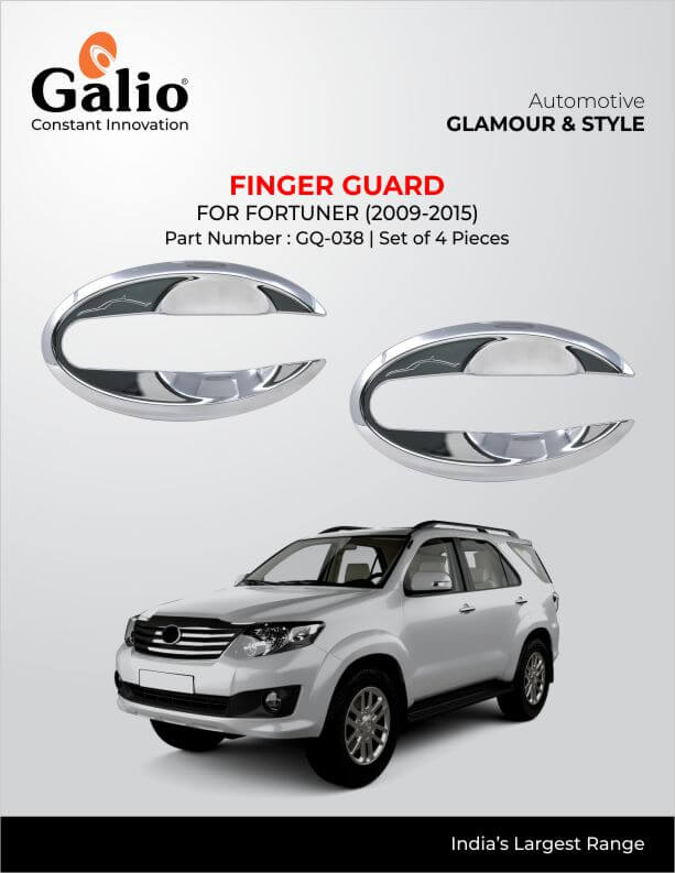 Galio Chrome Finish Finger Guard For Toyota Fortuner 2009 To 2015