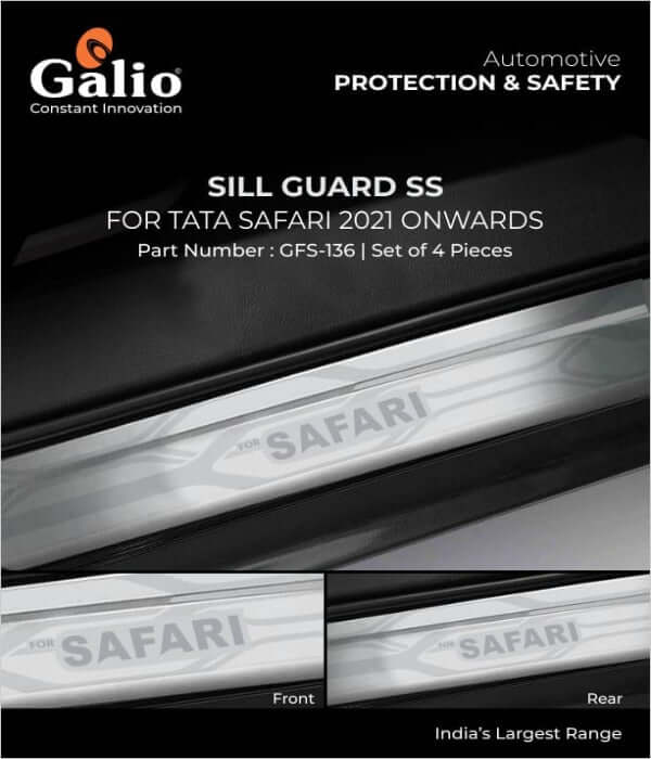 Galio Car Footsteps Scuff Plate Sill Guard For Tata Safari (2021 onwards) (Set of 4 Pcs.)