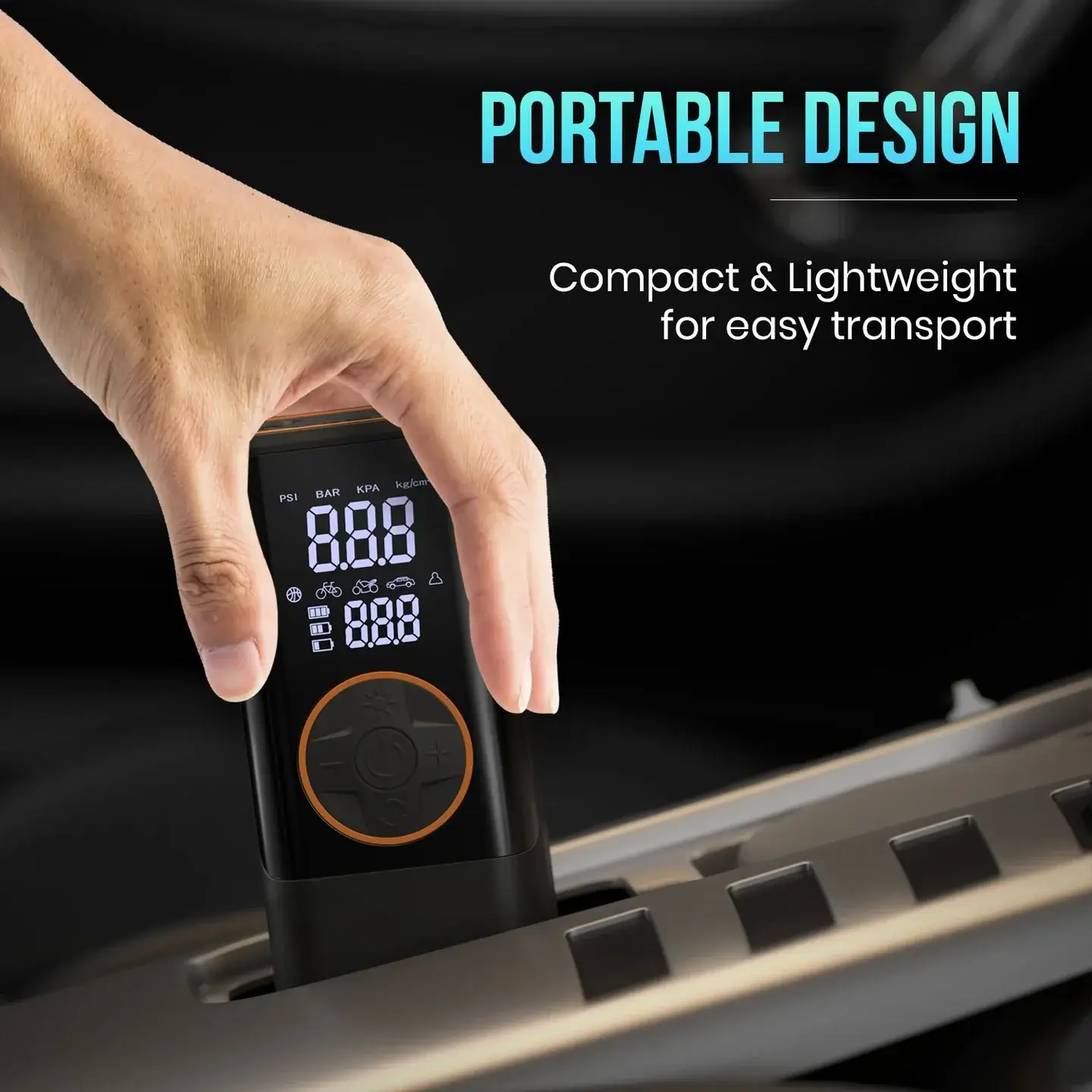 Portronics Vayu 4.0 Portable Tyre Inflator For Cars, Motorcycles