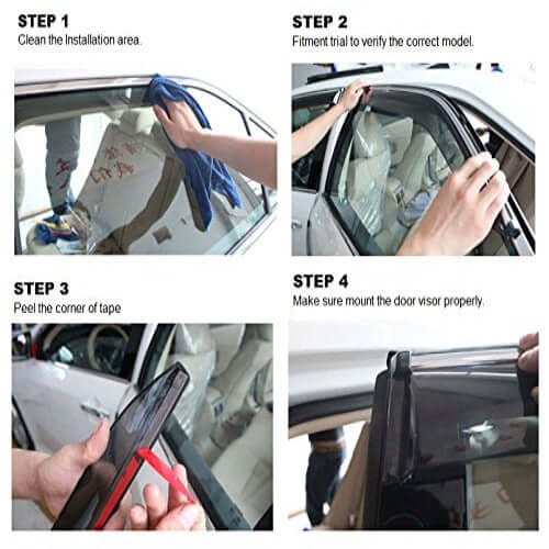 Galio Car Door Wind Visor with Silver Line For Volkswagen Taigun (Set of 4 Pcs.)
